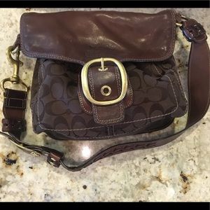 Coach Chocolate Brown leather/fabric Purse